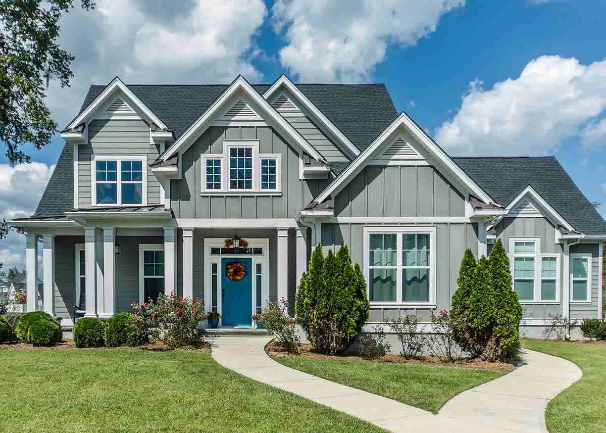 Charming home with blue door and white trim