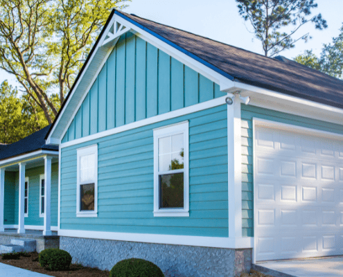 Hardie Shake siding installation with decorative trim on a Guilford CT home exterior